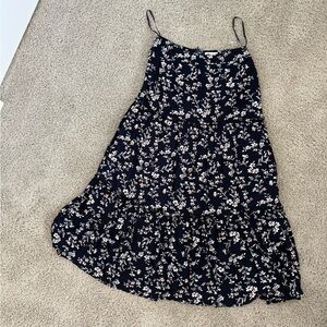 Pink Lily Summertime Blooms Navy Floral Maxi Skirt